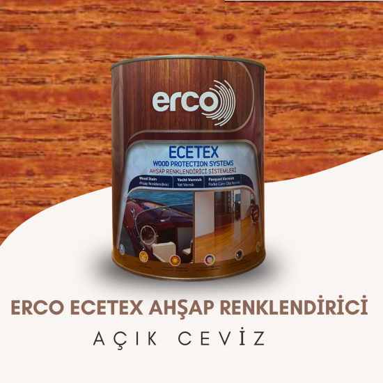 ERCO ECETEX AHŞAP RENKLENDİRİCİ AÇIK CEVİZ 0,750 LT/ 2,5 LT ERCO ECETEX AHŞAP RENKLENDİRİCİ AÇIK CEVİZ 0,750 LT/ 2,5 LT
